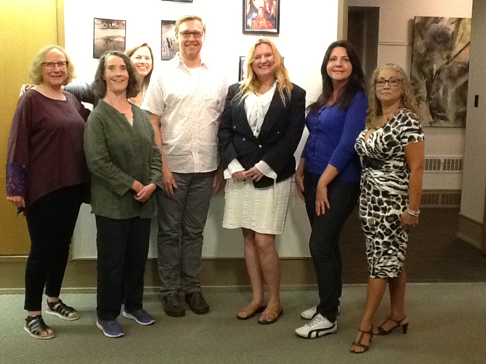 Kickstart Director and Artist at art opening at the Unitarian Church of Vancouver