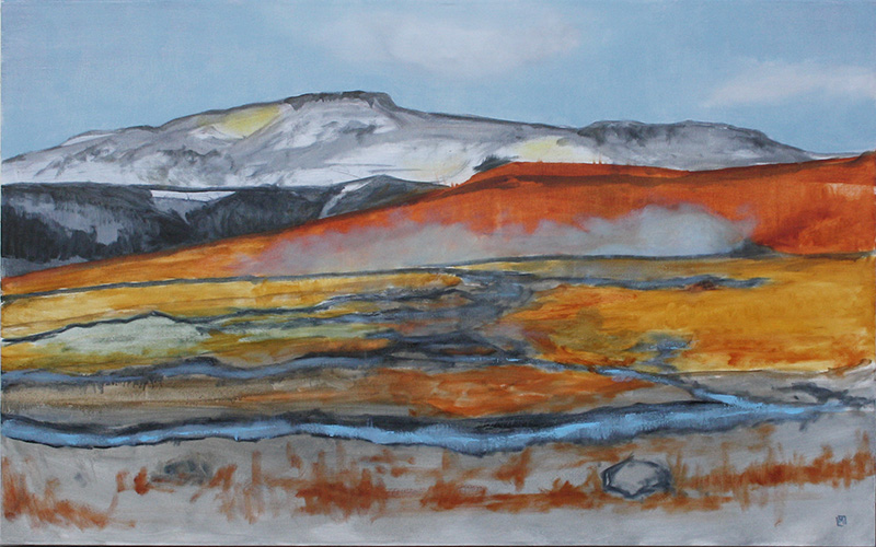 Geothermal Field, Bláskógabygg∂, Iceland 30" x 48" Oil on Canvas